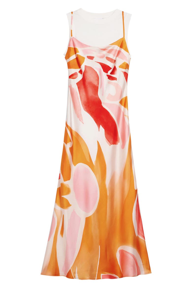 Two-Piece Satin Midi Dress, Alternate, color, ORANGE