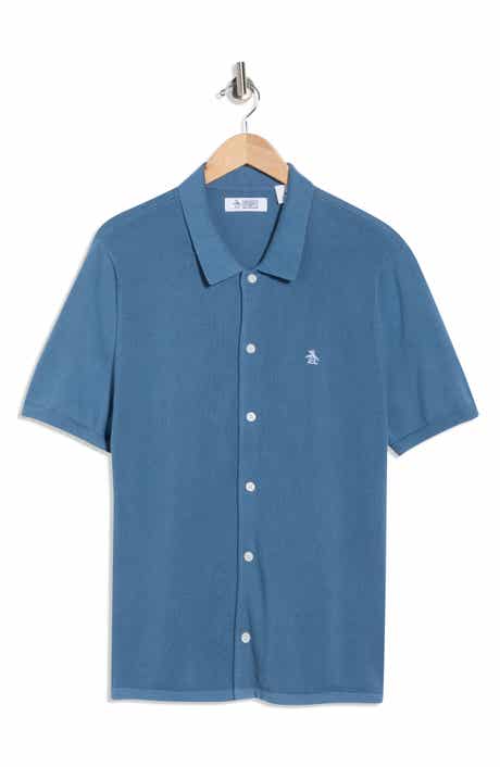 Original Penguin Honeycomb Short Sleeve Cotton Piqué Button-Up Shirt