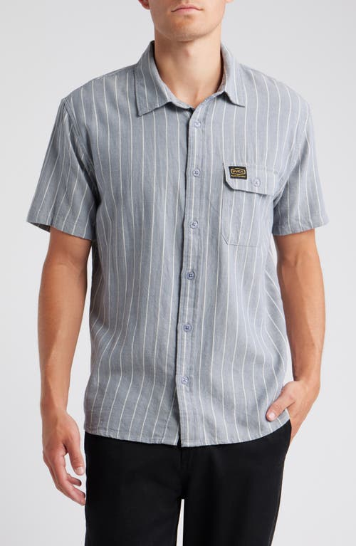 RVCA Dayshift Stripe II Short Sleeve Button-Up Shirt in Chambray 