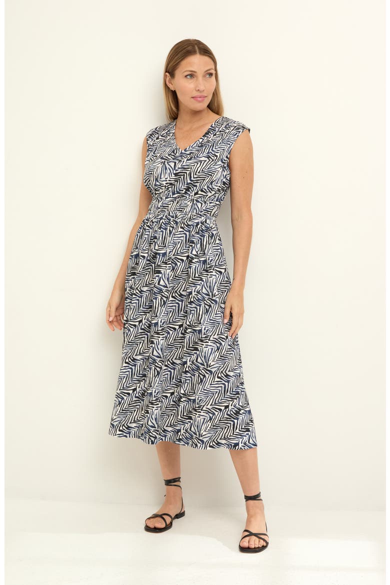 Dierdre Inked Lines Midi Dress, Alternate, color, INDIGO MULTI