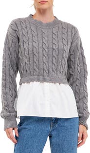 English Factory Layered Cable Sweater