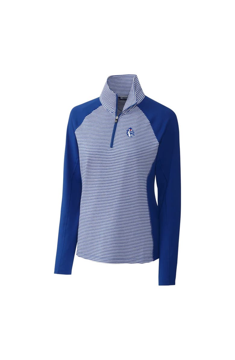 Cutter & Buck Women's Cutter & Buck Royal Fresno State Bulldogs Forge Tonal Stripe Stretch Half-Zip Pullover Top, Alternate, color, 