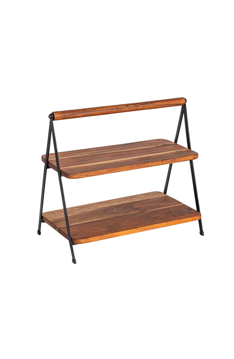Storied Home Acacia Wood 2-tier Serving Stand, Main, color, Natural