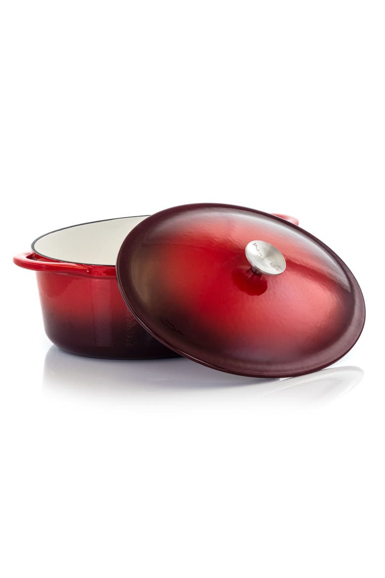 7 Quarts Oval Enameled Cast Iron Casserole, Alternate, color, Red