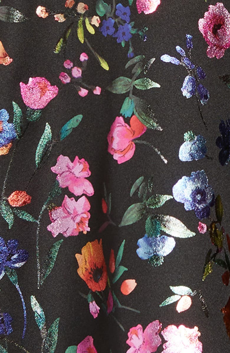 Truly Me Kids' Metallic Floral Flutter Sleeve Fit & Flare Dress, Alternate, color, 