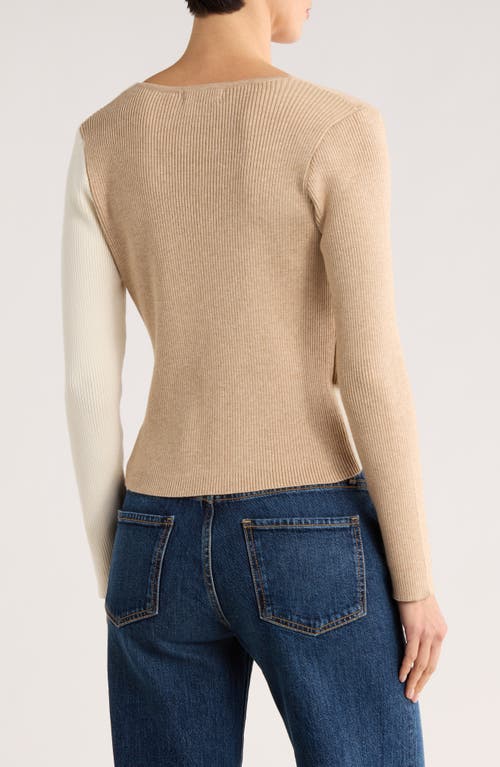 Patrizia Luca Colorblock Faux Wrap Sweater In Animal Print