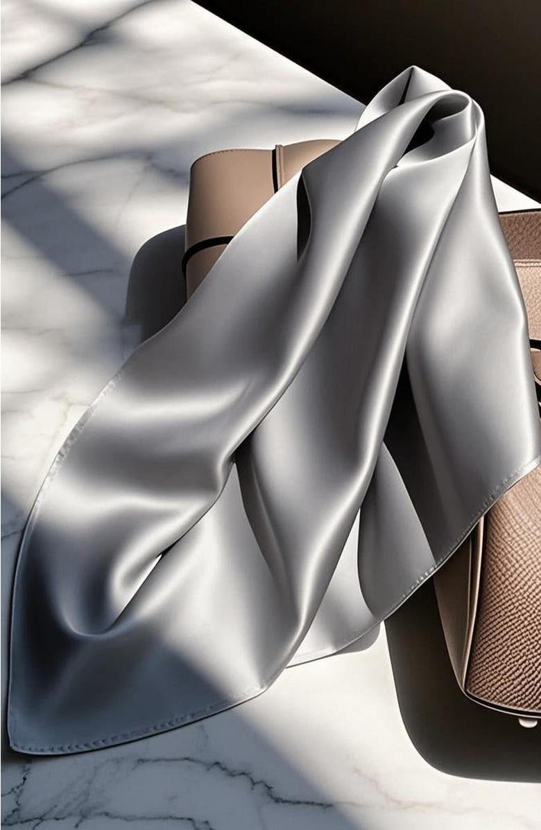 SILKSILKY Pure Silk Solid Color Square Scarf, Alternate, color, Grey