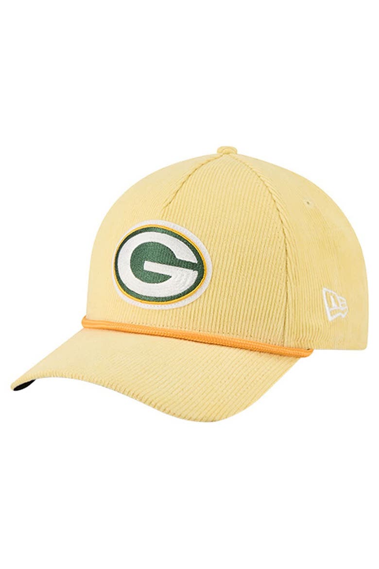 Men's New Era Gold Green Bay Packers Cord Corduroy 9FORTY A-Frame Adjustable Hat, Main, color, Gold