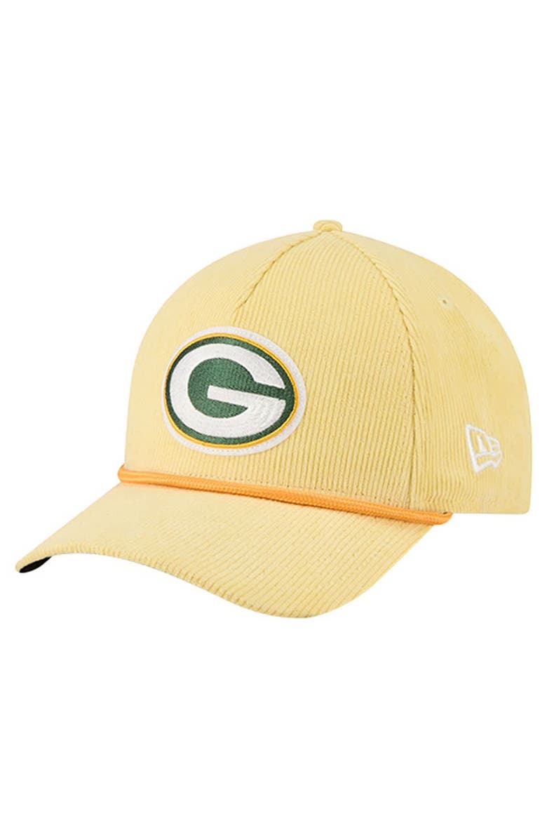 New Era Men's New Era Gold Green Bay Packers Cord Corduroy 9FORTY A-Frame Adjustable Hat, Main, color, Gold
