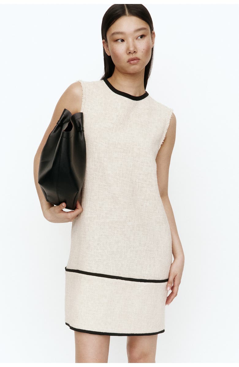 H&M Linen-blend shift dress, Alternate, color, Light Beige/Black