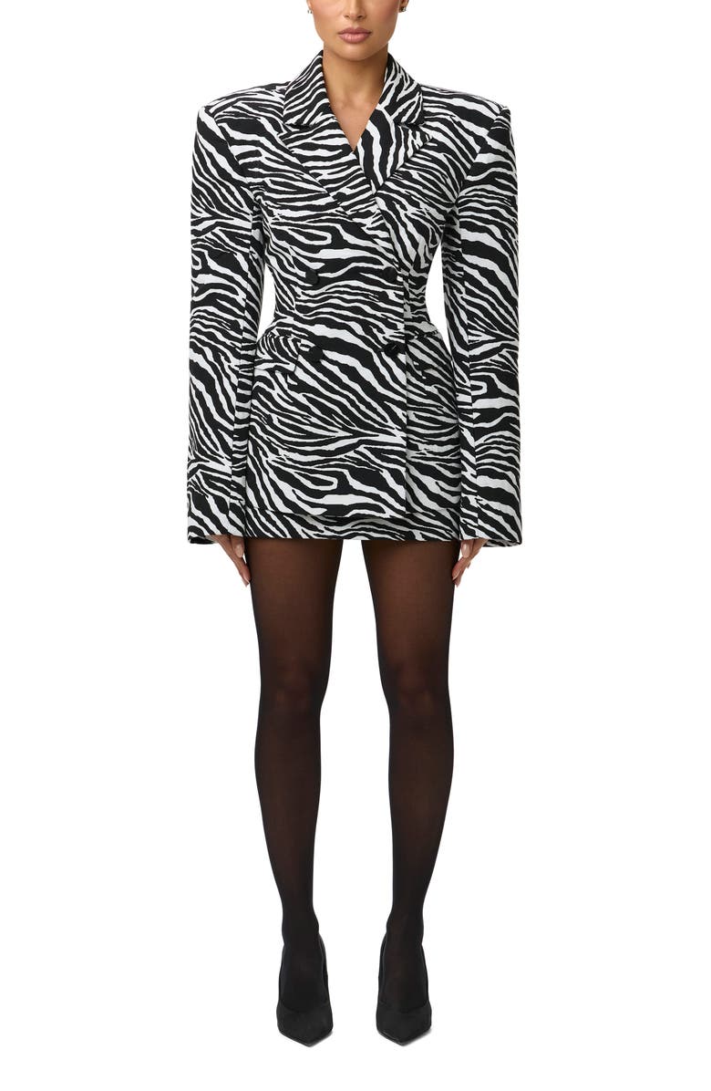 Naked Wardrobe Jacquard Zebra Stripe Miniskirt, Alternate, color, Black/ White