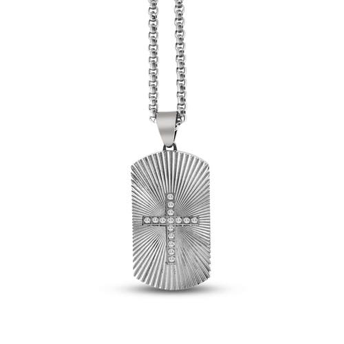 Anna Zuckerman Raylur Cross Dog Tag Necklace In Neutral