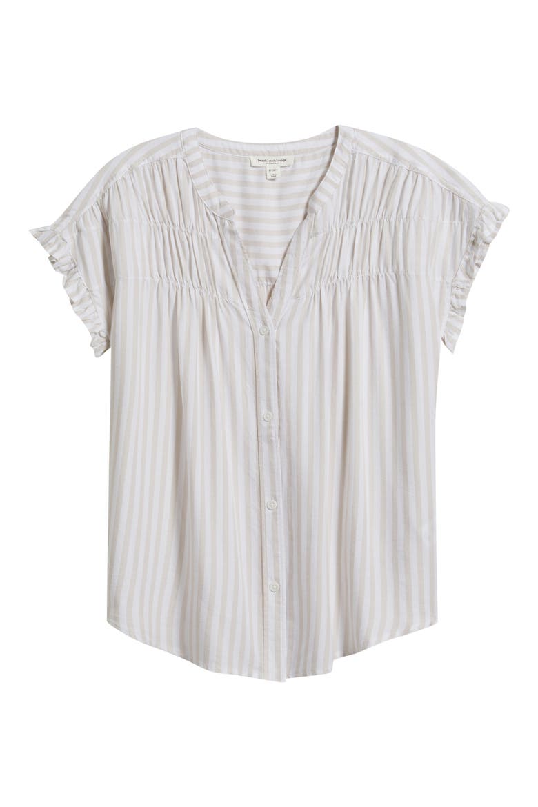 Monaka Smocked Frill Top, Alternate, color, DRY ALMOND