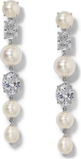 London Cultured Pearl Mixed Linear Drop Earrings