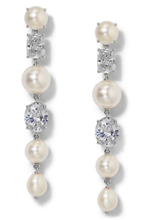 Nadri London Cultured Pearl Mixed Linear Drop Earrings
