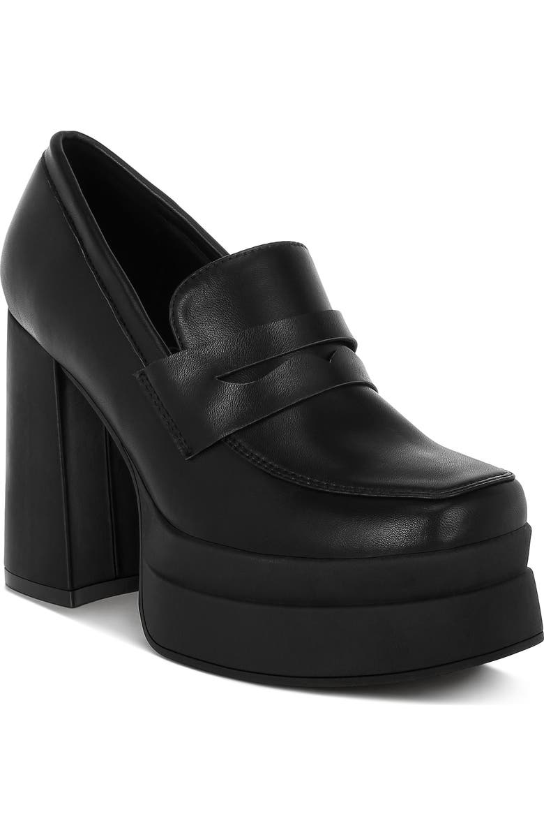 LONDON RAG Edwina Block Heel Platform Pump, Main, color, Black