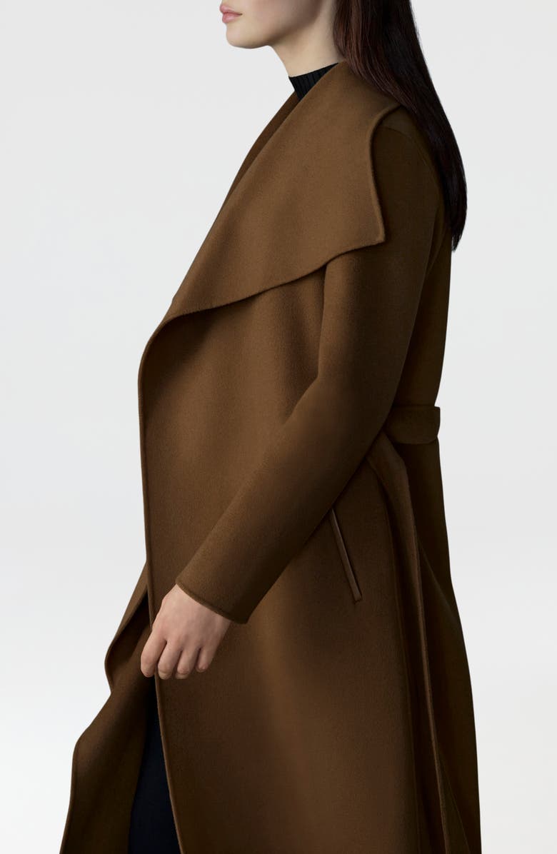 Mackage Mai Wool Long Wrap Coat, Alternate, color, Earth Brown