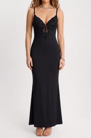 Popilush All-in-One Built-In Shapewear Lace Split Maxi Slip Dress