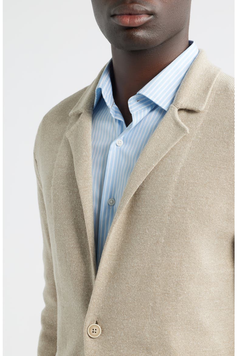 Crown Crafted Beau Merino Wool & Linen Cardigan, Alternate, color, TRUFFLE