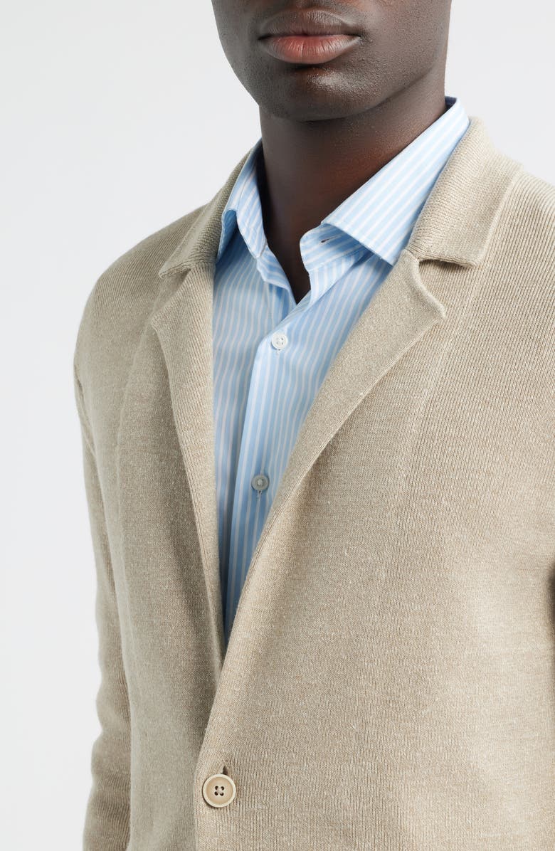Peter Millar Crown Crafted Beau Merino Wool & Linen Cardigan, Alternate, color, Truffle