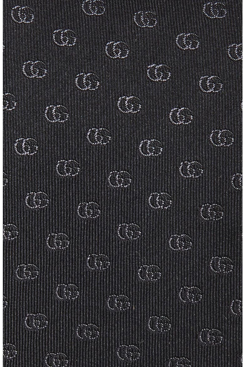 Running GG Logo Silk Jacquard Tie, Alternate, color, BLACK