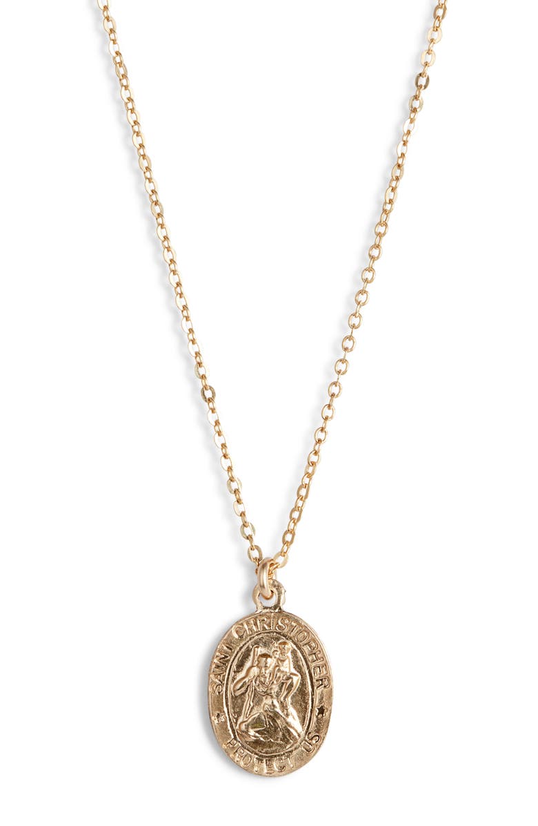Set & Stones St. Christopher Charm Necklace, Main, color, Gold