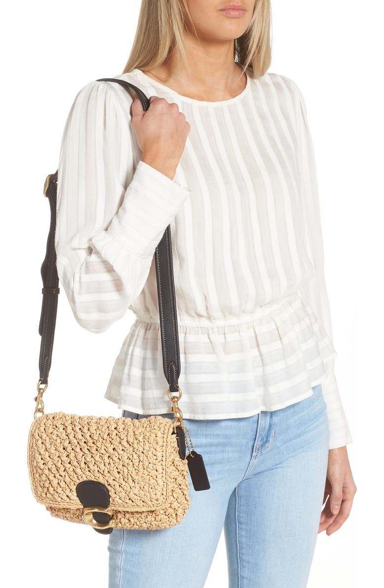 COACH Paper Straw Crossbody Bag, Alternate, color,