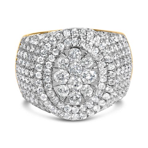 Men's 10K Yellow Gold 2-1/2 Ctw Round Diamond Cluster Cocktail Ring