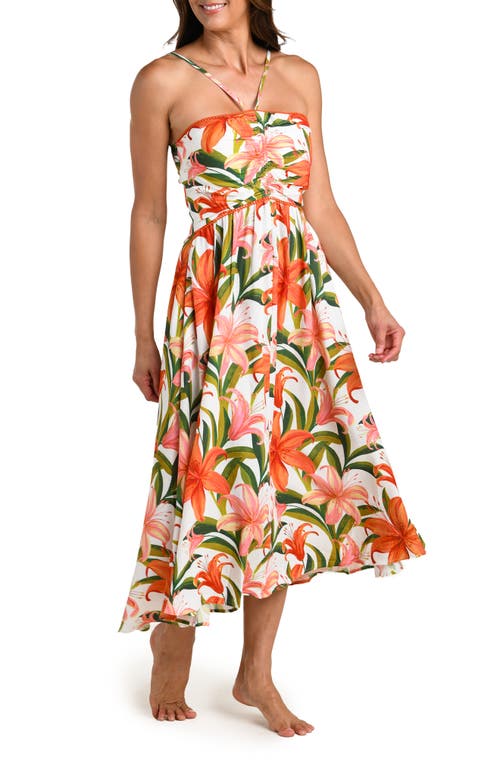 La Blanca Jungle Blossoms Lace Up Dress Swim Cover-up In Multi