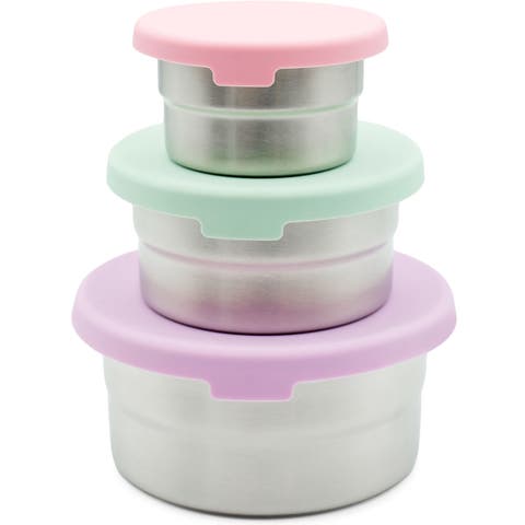 Stainless Steel Food Storage Containers, Leakproof Silicone Lids, BPA-Free - Set of 3