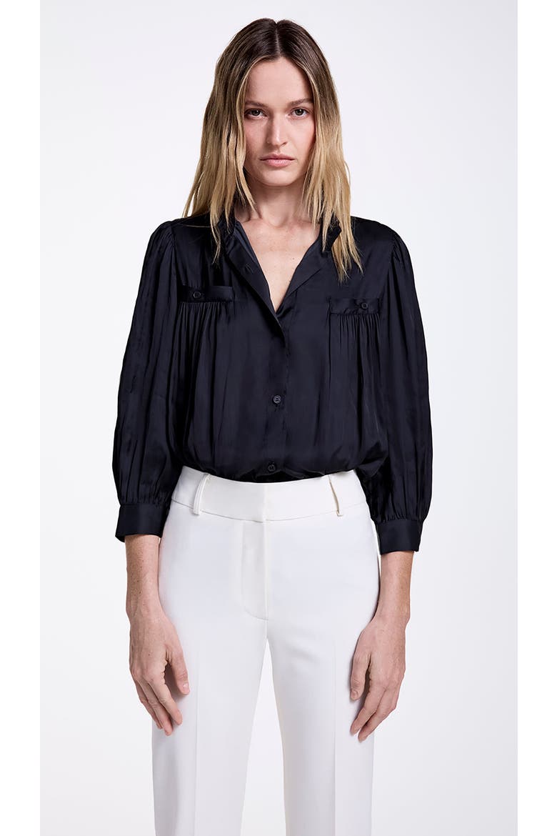 Shirred Pocket Blouse, Main, color, Black