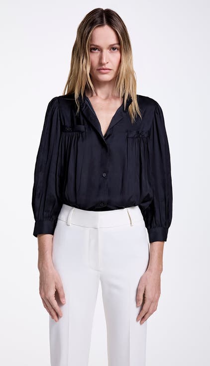 Shirred Pocket Blouse