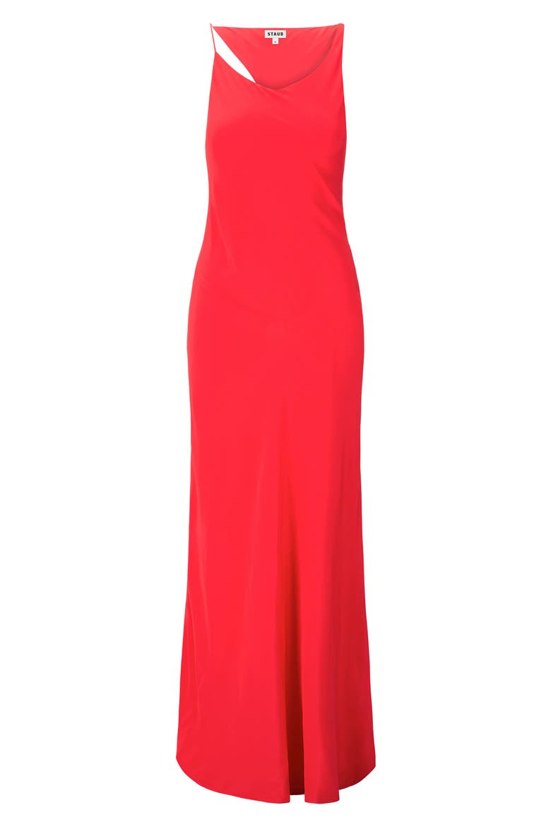 Toluca Asymmetric Neck Silk Gown, Alternate, color, RED ROSE
