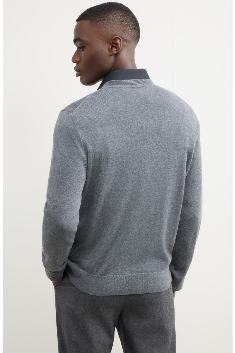 Merino Wool V-Neck Sweater, Alternate, color, GREY TURBULENCE HEATHER