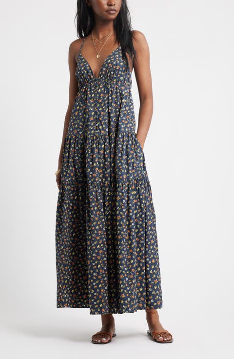 Floral Tiered Cotton Maxi Sundress
