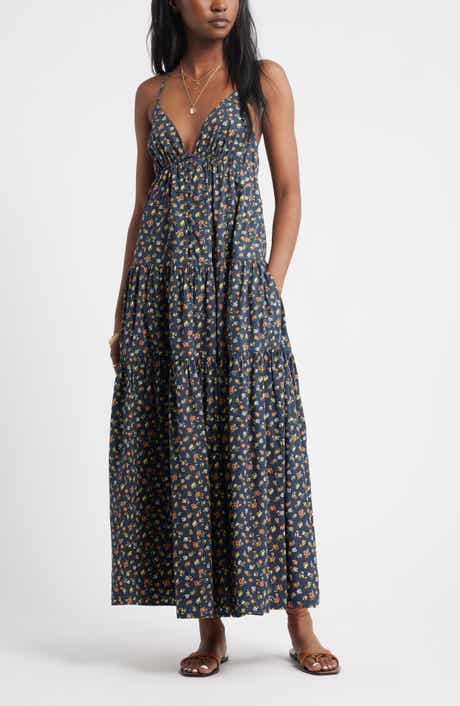Treasure & Bond Floral Tiered Cotton Maxi Sundress
