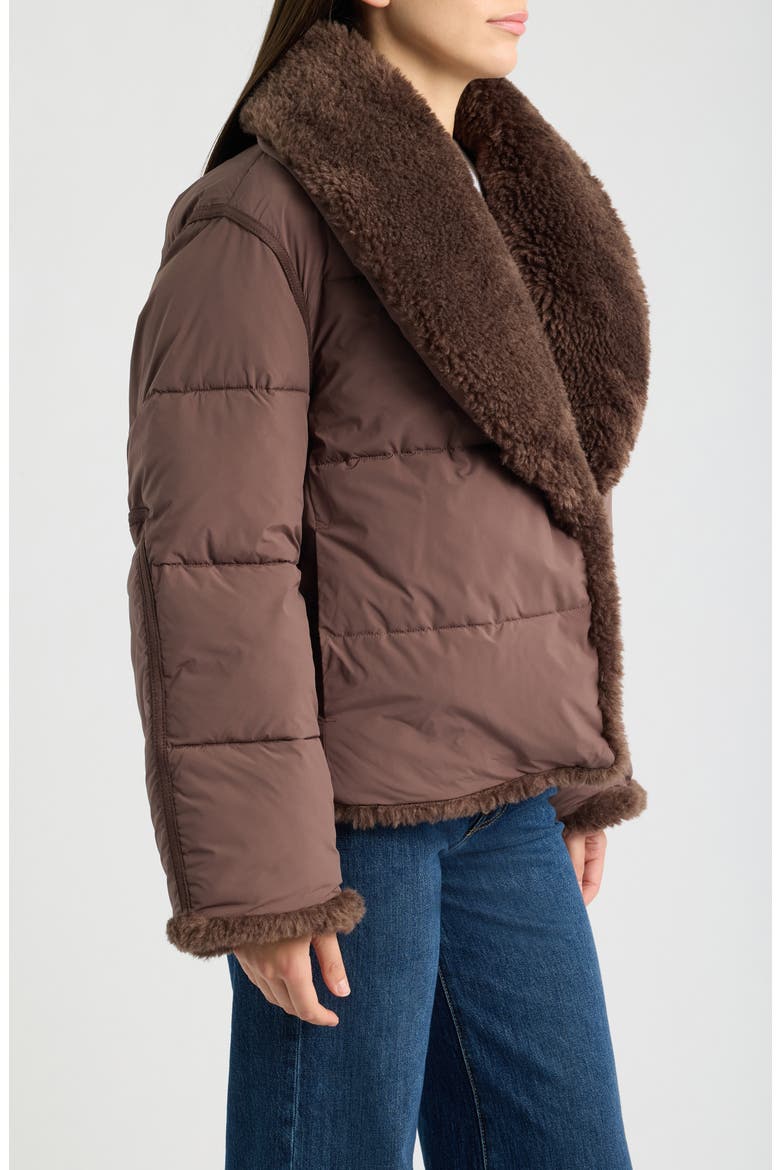 Wylda Faux Fur Trim Puffer Jacket, Alternate, color, BURNT CEDAR