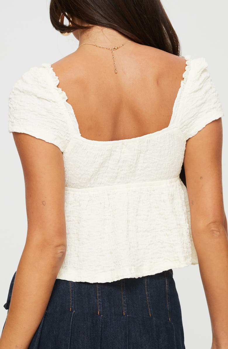 Princess Polly Kellan Smocked Crop Top, Alternate, color, Cream