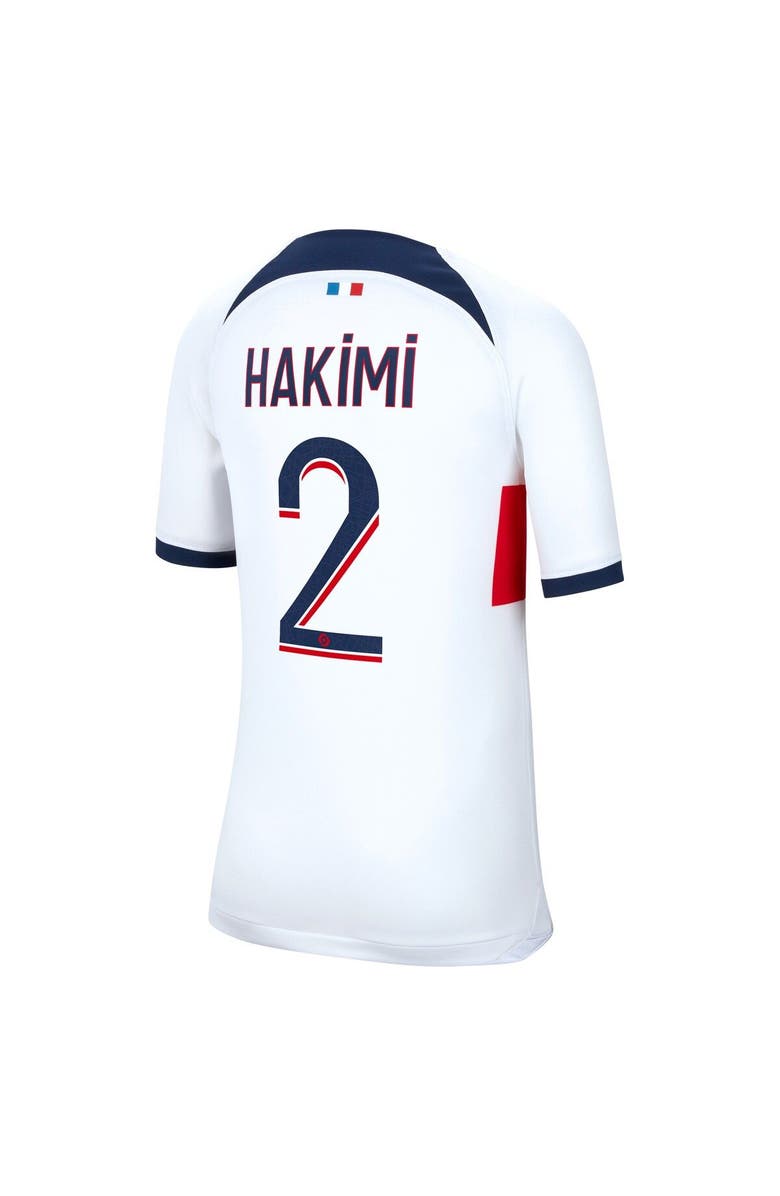 Nike Youth Nike Achraf Hakimi White Paris Saint-Germain 2023/24 Away Stadium Replica Player Jersey, Alternate, color, 