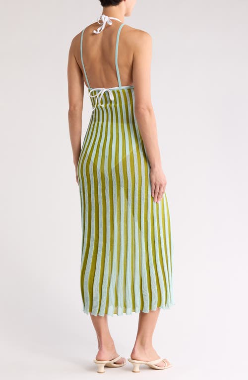 Solid & Striped The Kaylee Rib Cover-up Dress In Sky/chartreuse Stripe