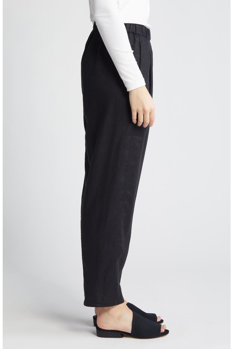 Pleated Organic Linen Lantern Pants, Alternate, color, BLACK