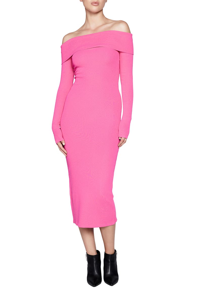 Off the Shoulder Long Sleeve Midi Dress, Main, color, PETAL PINK