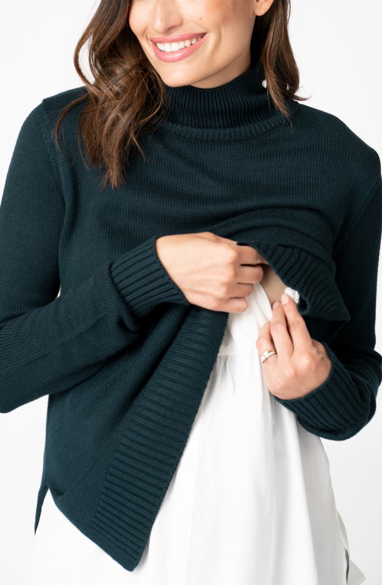 Seraphine Layered Maternity/Nursing Turtleneck Sweater, Alternate, color, 