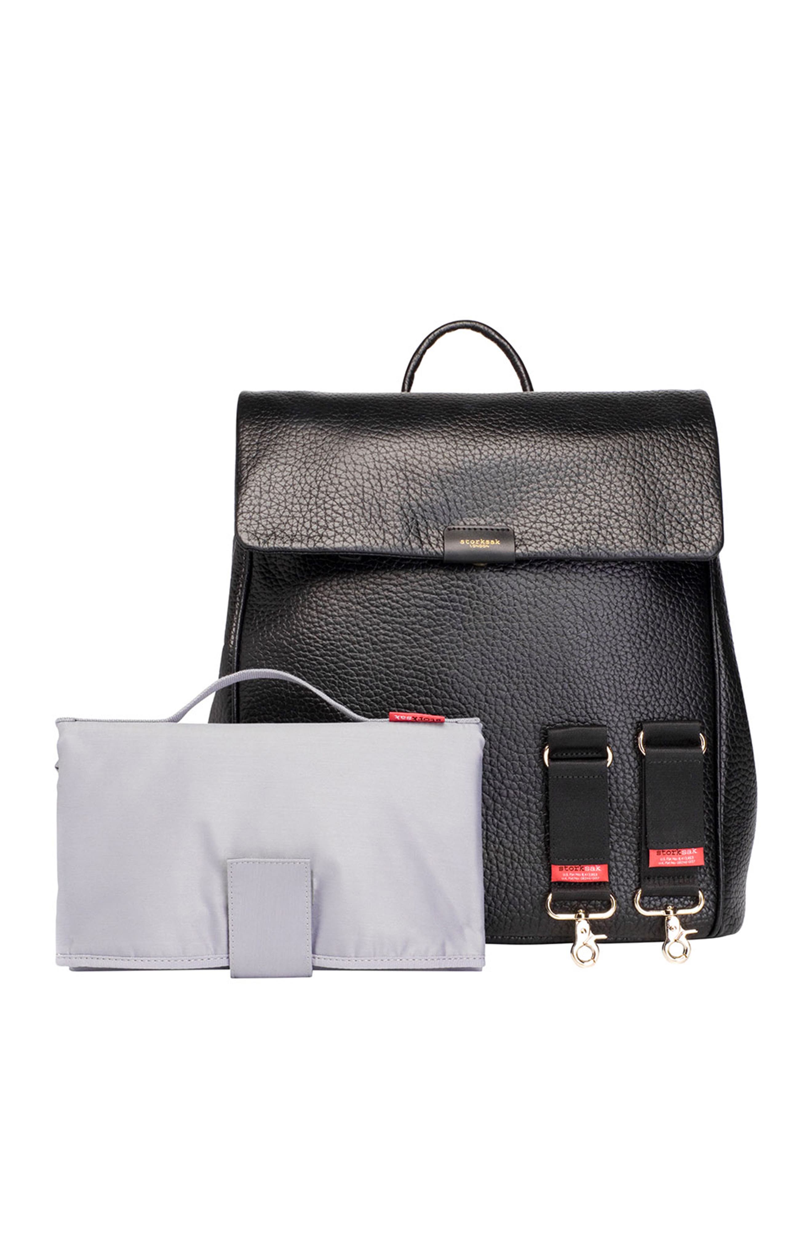 Storksak St. James Convertible Leather Diaper Backpack, Alternate, color, 