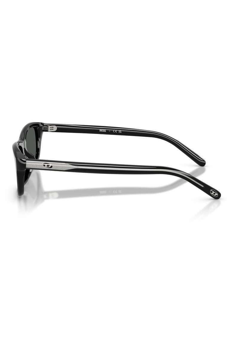 54mm Rectangular Sunglasses, Alternate, color, SOLID BLACK / SOLID BLACK