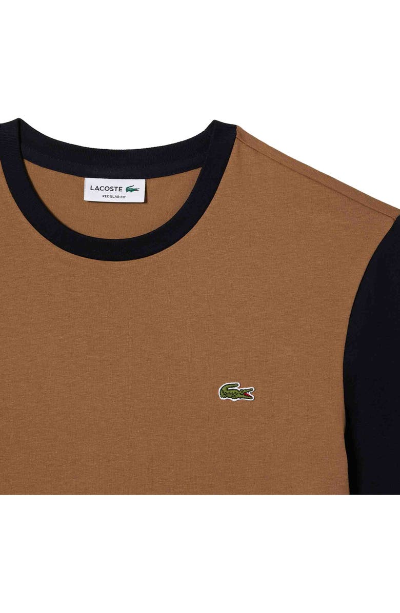 Lacoste Regular Fit Colorblock Cotton T-Shirt, Alternate, color, Cookie/ Abimes
