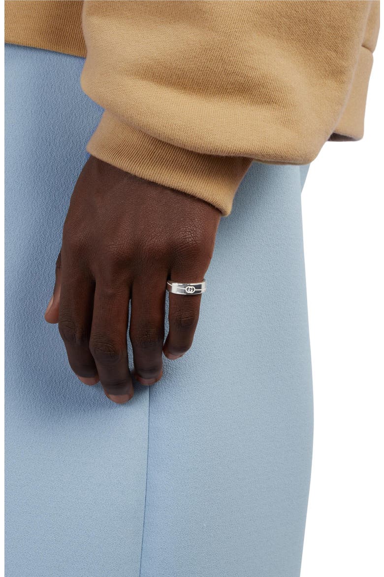 Interlocking-G Tag Sterling Silver Ring, Alternate, color, SILVER