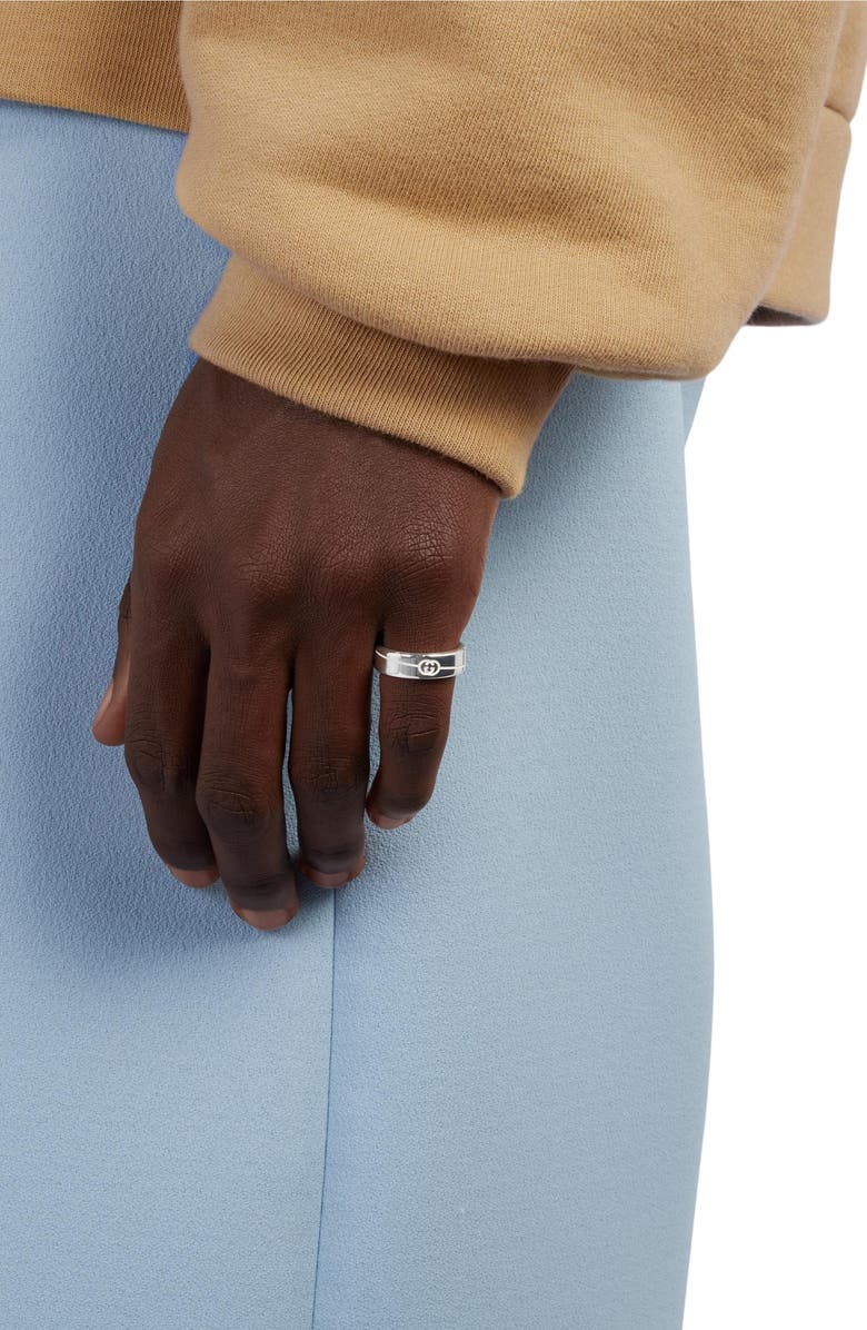 Gucci Interlocking-G Tag Sterling Silver Ring, Alternate, color, Silver