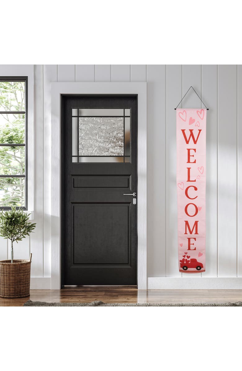 Northlight Set of 2 Pink "Welcome" and "Happy Valentine's Day" Outdoor Door Banners 71", Alternate, color, Pink