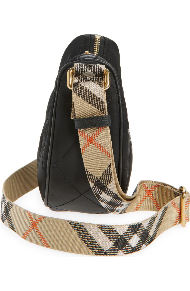 Burberry Horseshoe Quilted Nylon Crossbody Bag, Alternate, color, Black